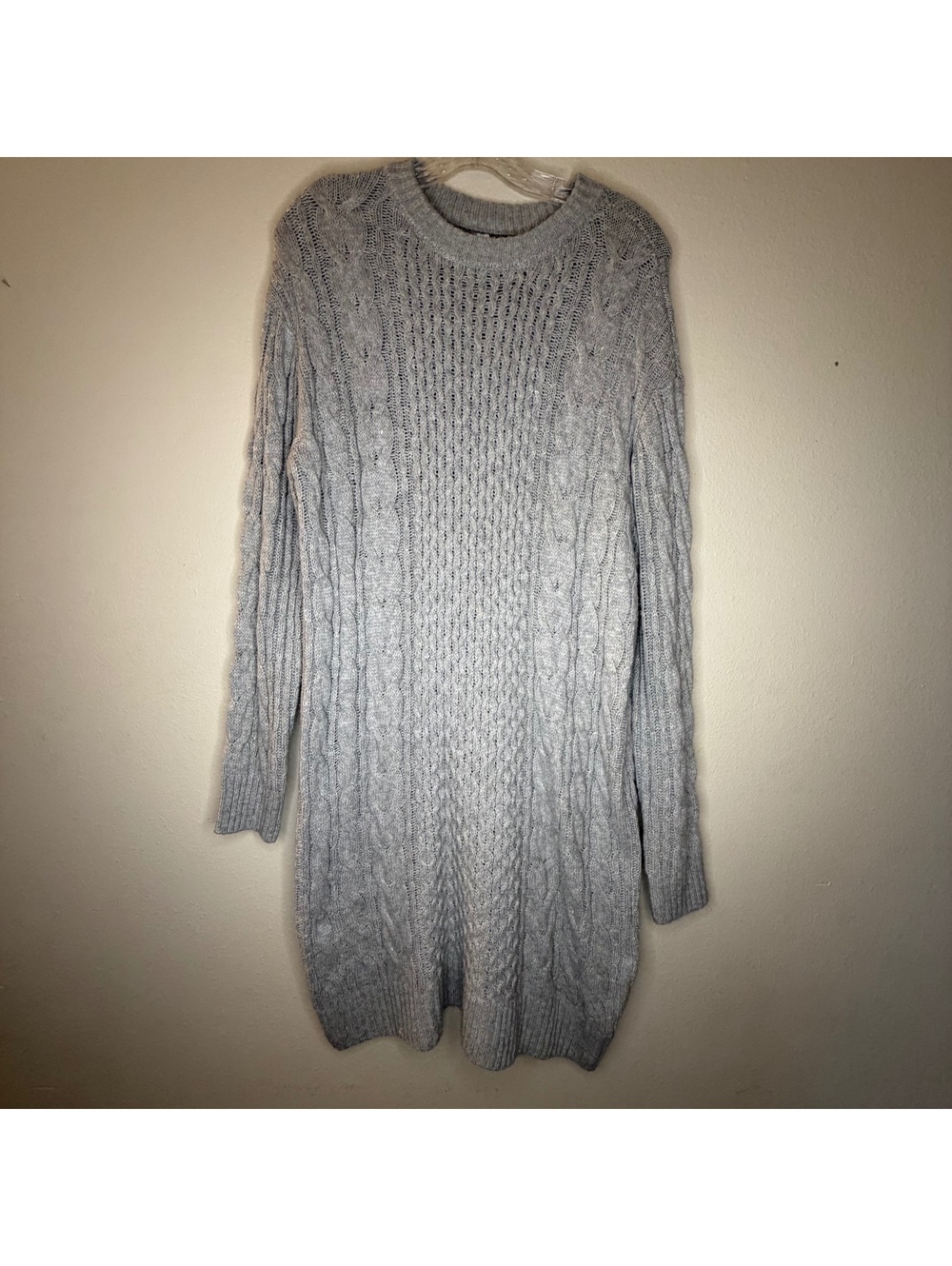 Time and Tru Gray Cable Knit Sweater Dress Large 12-14 / Fall / Winter